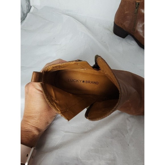 Lucky Brand Basel Women's Brown Distressed Ankle Boots Booties 8M - Picture 11 of 15